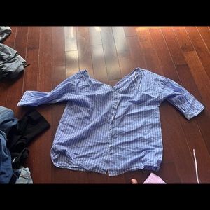 Fashion Nova Came Close Top -Blue/White